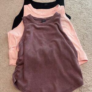Ribbed Black, Pink, and Purple Tank Top Bundle